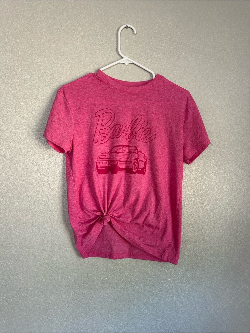 Barbie Short Sleeve Crewneck T-Shirt with Tie Knot Detail